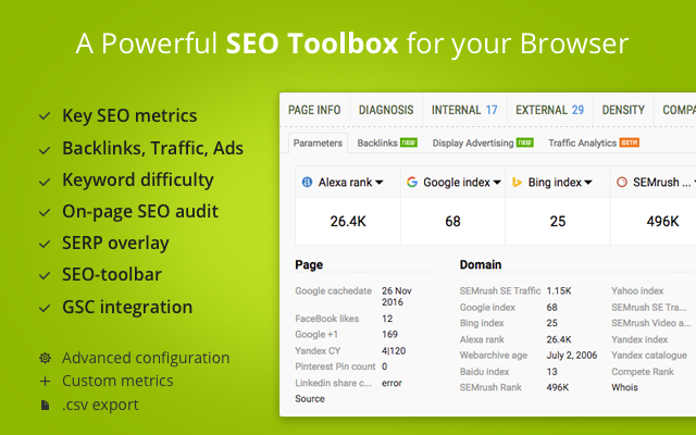 SEOquake screenshot - 25 beste SEO-Tools, um 2026 auf der Google-SERP zu ranken