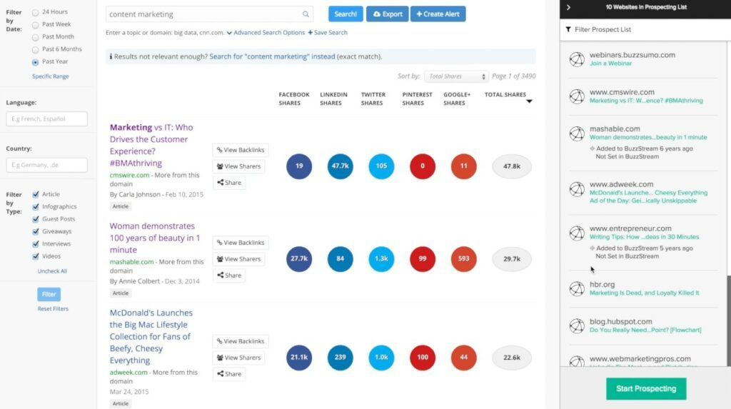 Buzzstream screenshot - 25 beste SEO-Tools, um 2026 auf der Google-SERP zu ranken