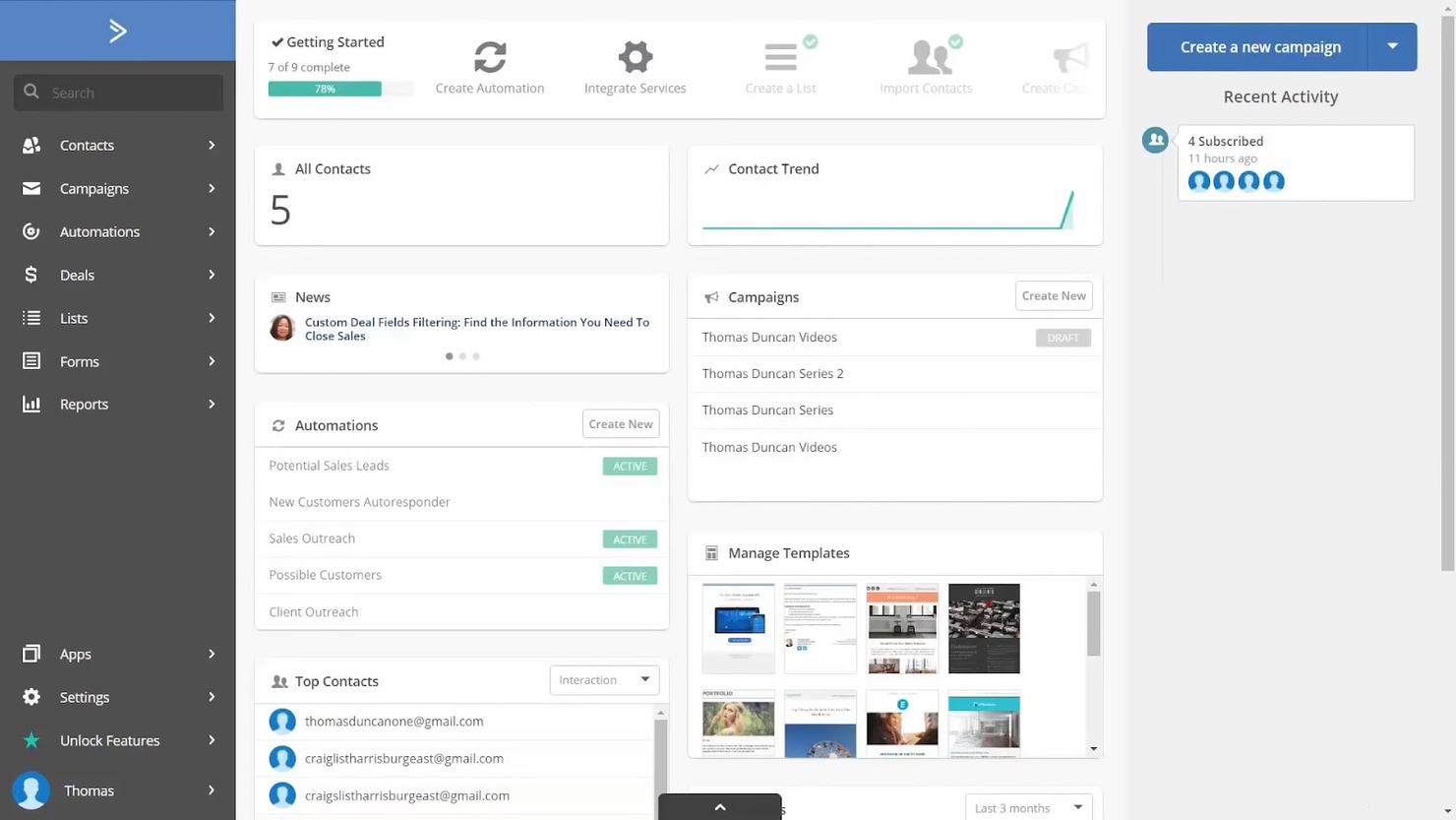 ActiveCampaign screenshot - 10 meilleurs logiciels de stratégie marketing : évalués pour 2026