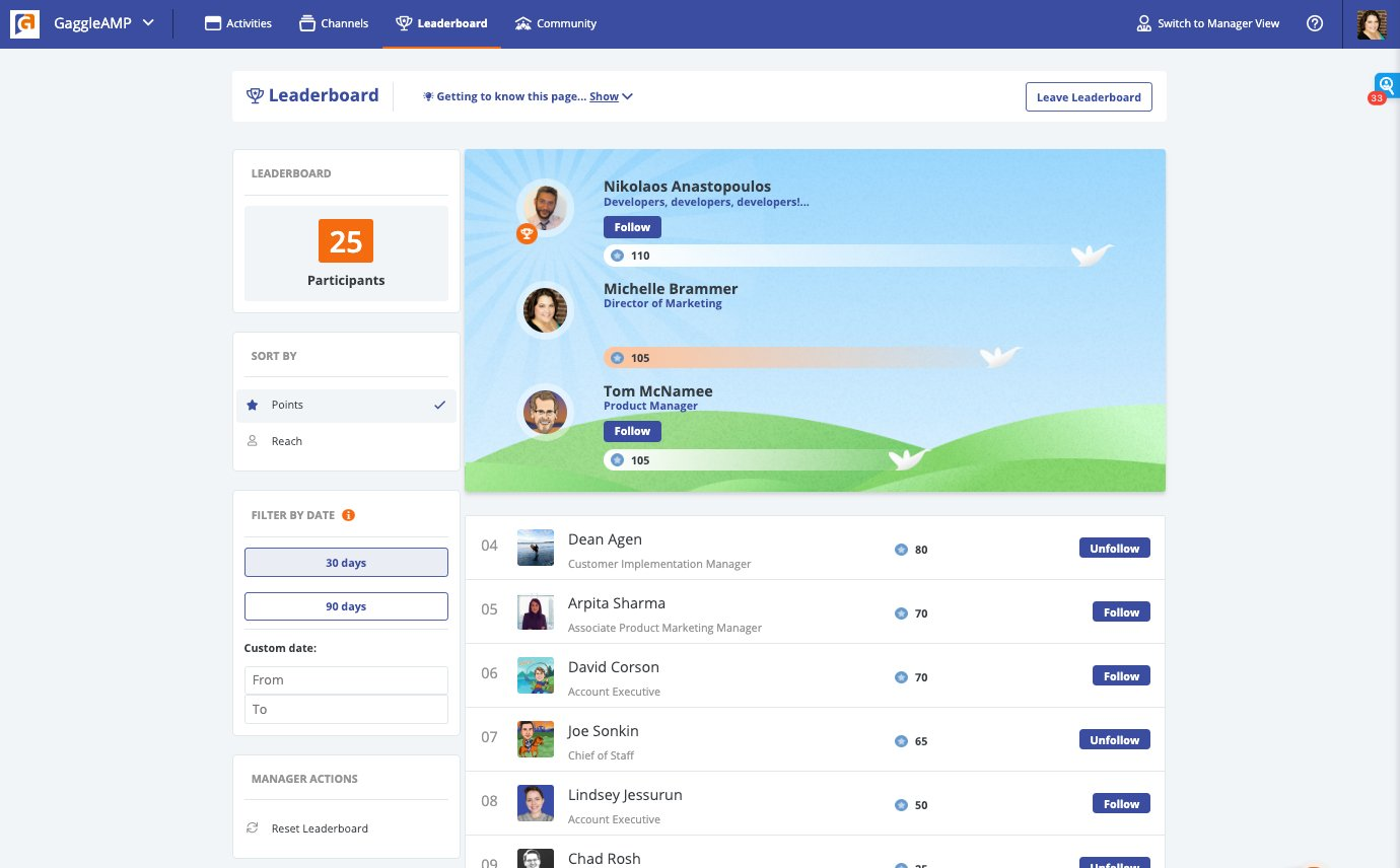 GaggleAMP screenshot - 20 Meilleurs Logiciels de Promotion des Employés en 2026