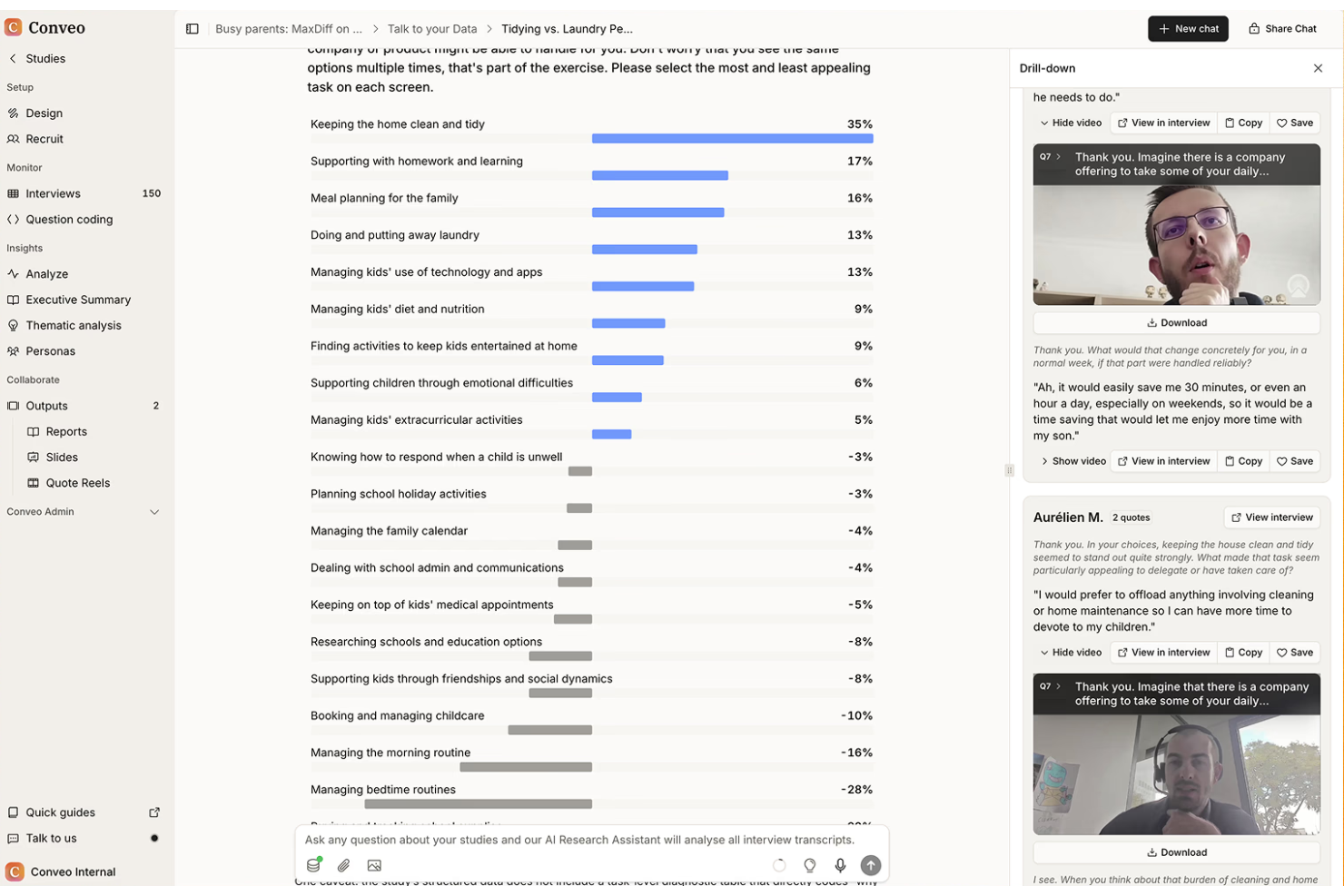 Conveo screenshot - 10 Mejores Herramientas de Investigación de Mercado con IA Analizadas en 2026