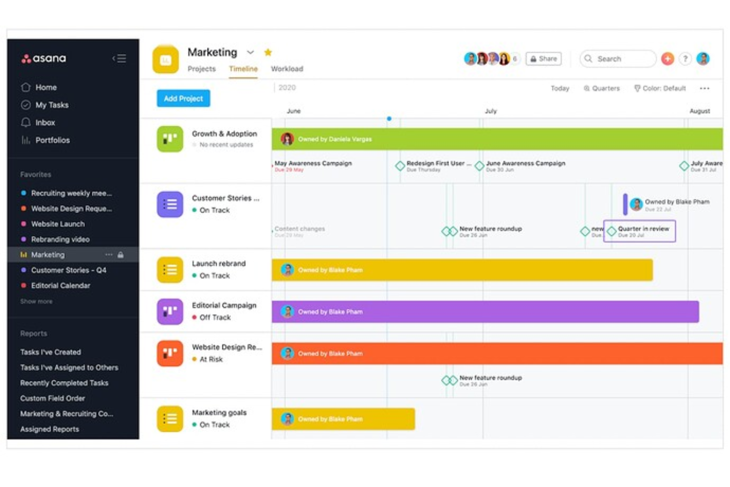 Asana screenshot - 10 Mejores Alternativas a ClickUp Analizadas en 2026