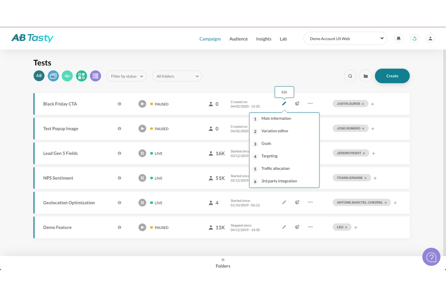 AB Tasty screenshot - 10 Migliori software per test A/B nel 2026