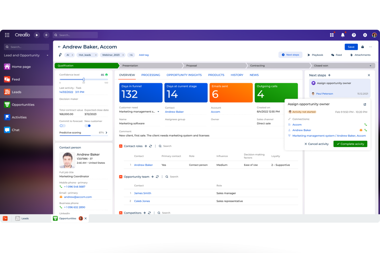 Creatio CRM screenshot - 10 software de CRM B2B para 2026