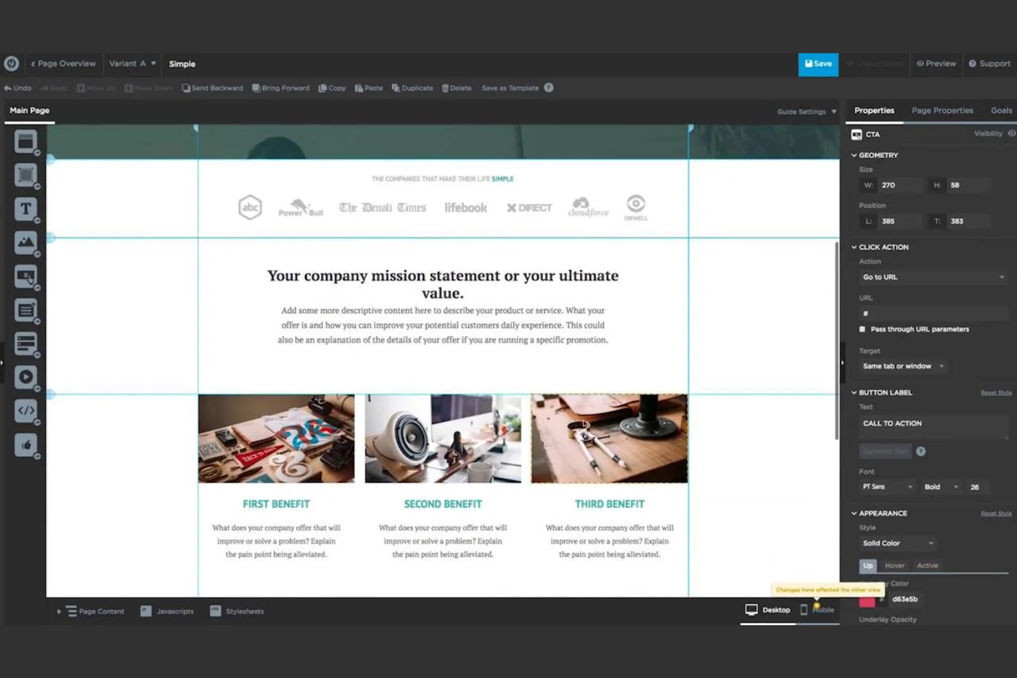 Unbounce screenshot - 10 migliori software per la progettazione di pagine web nel 2026