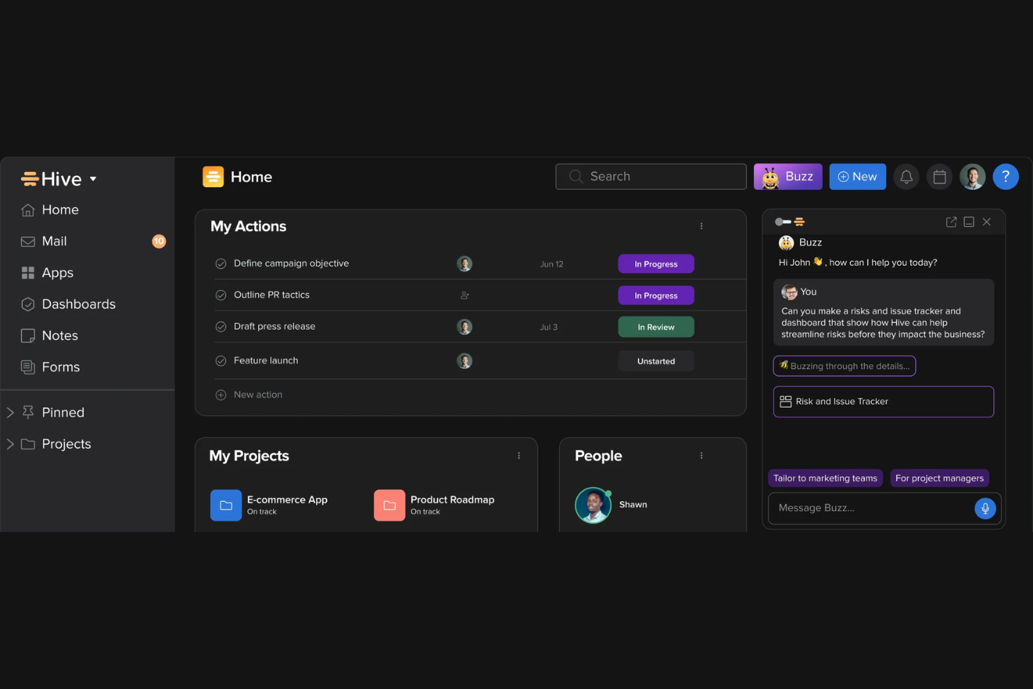 Hive screenshot - 10 migliori alternative a Wrike nel 2026