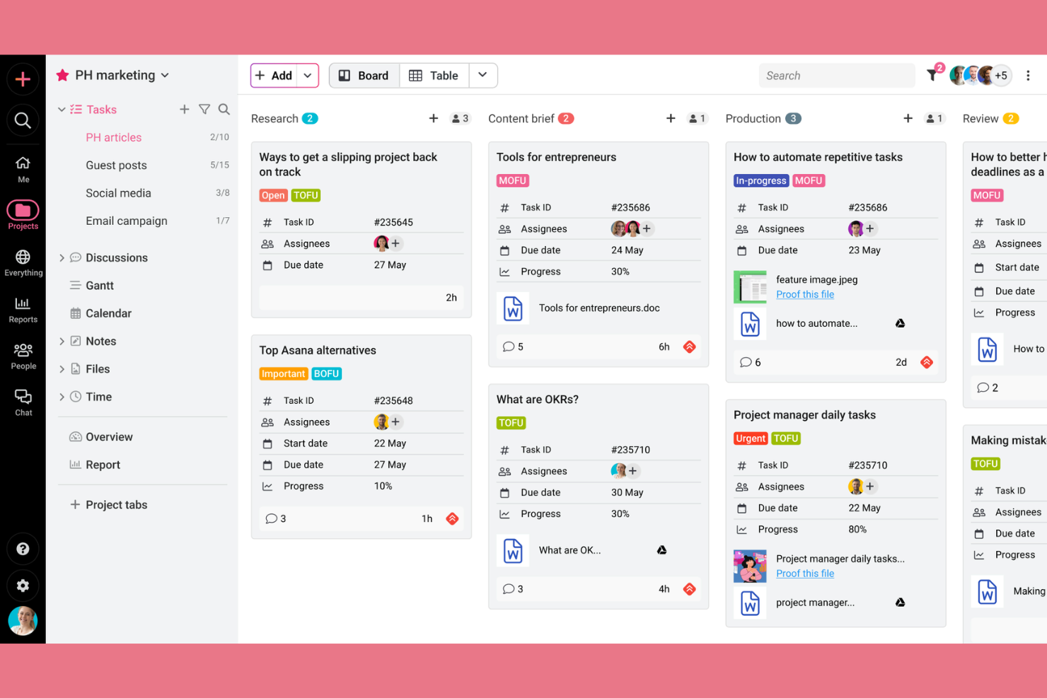 ProofHub screenshot - 10 migliori alternative a Wrike nel 2026