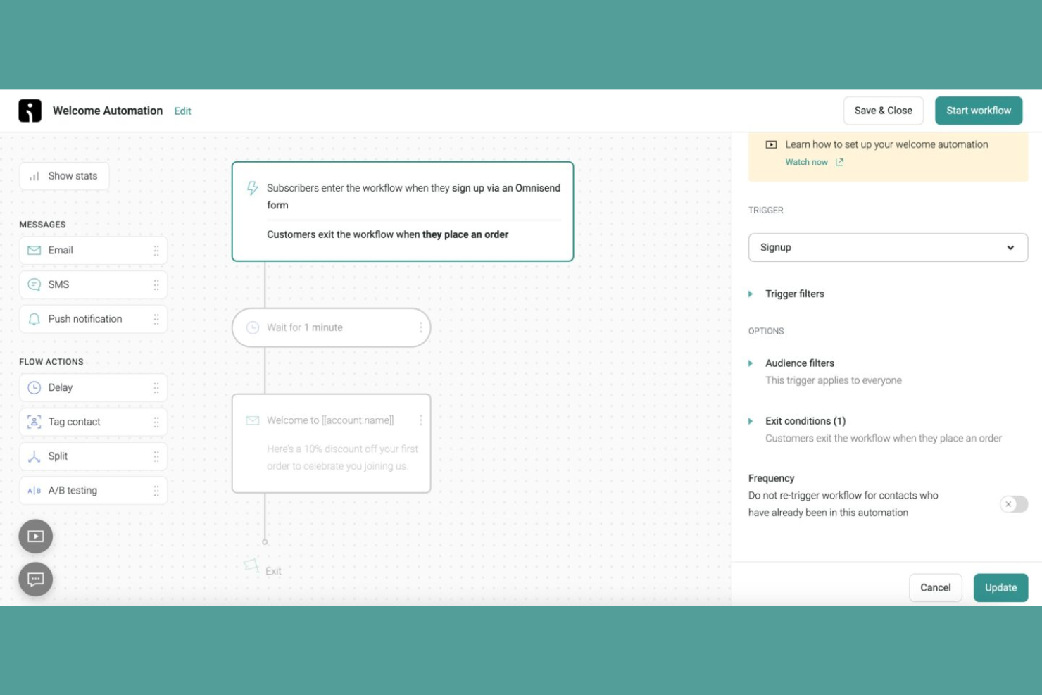 Omnisend screenshot - 18 migliori software per la personalizzazione delle email nel 2026