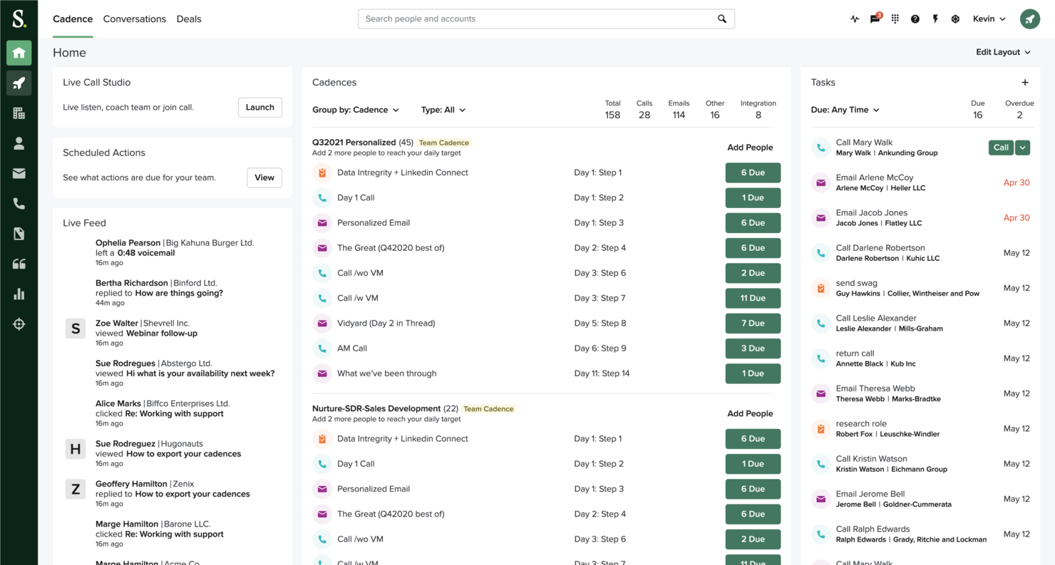 Salesloft screenshot - 10 migliori software per la gestione dei lead nel 2026