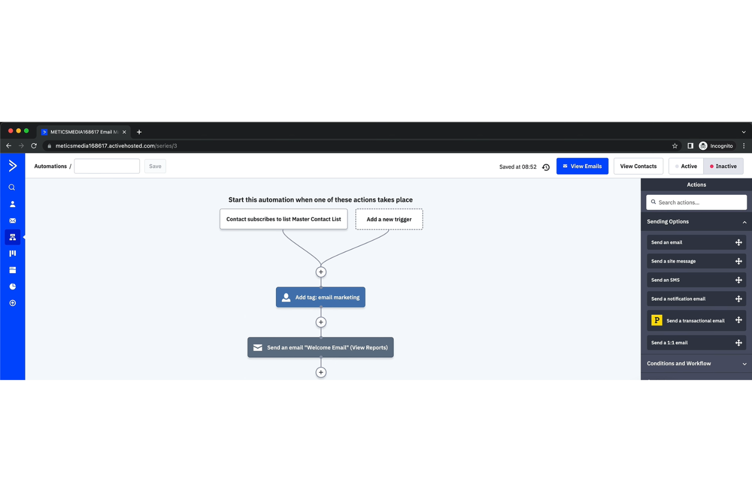 ActiveCampaign screenshot - 10 migliori piattaforme gratuite di automazione marketing nel 2026
