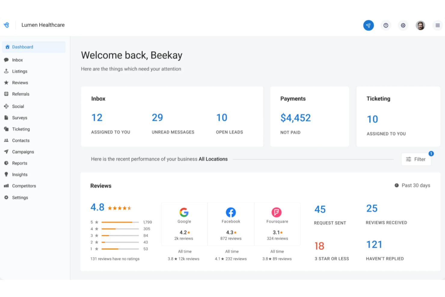 Birdeye screenshot - 10 mejores herramientas de SEO local en 2026