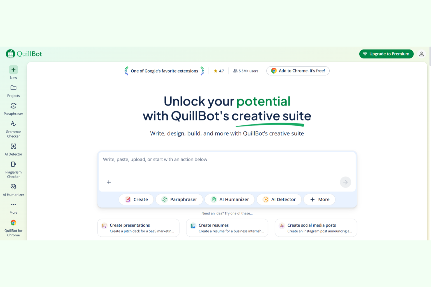 QuillBot screenshot - 10 Mejores Generadores de Casos de Estudio con IA en 2026