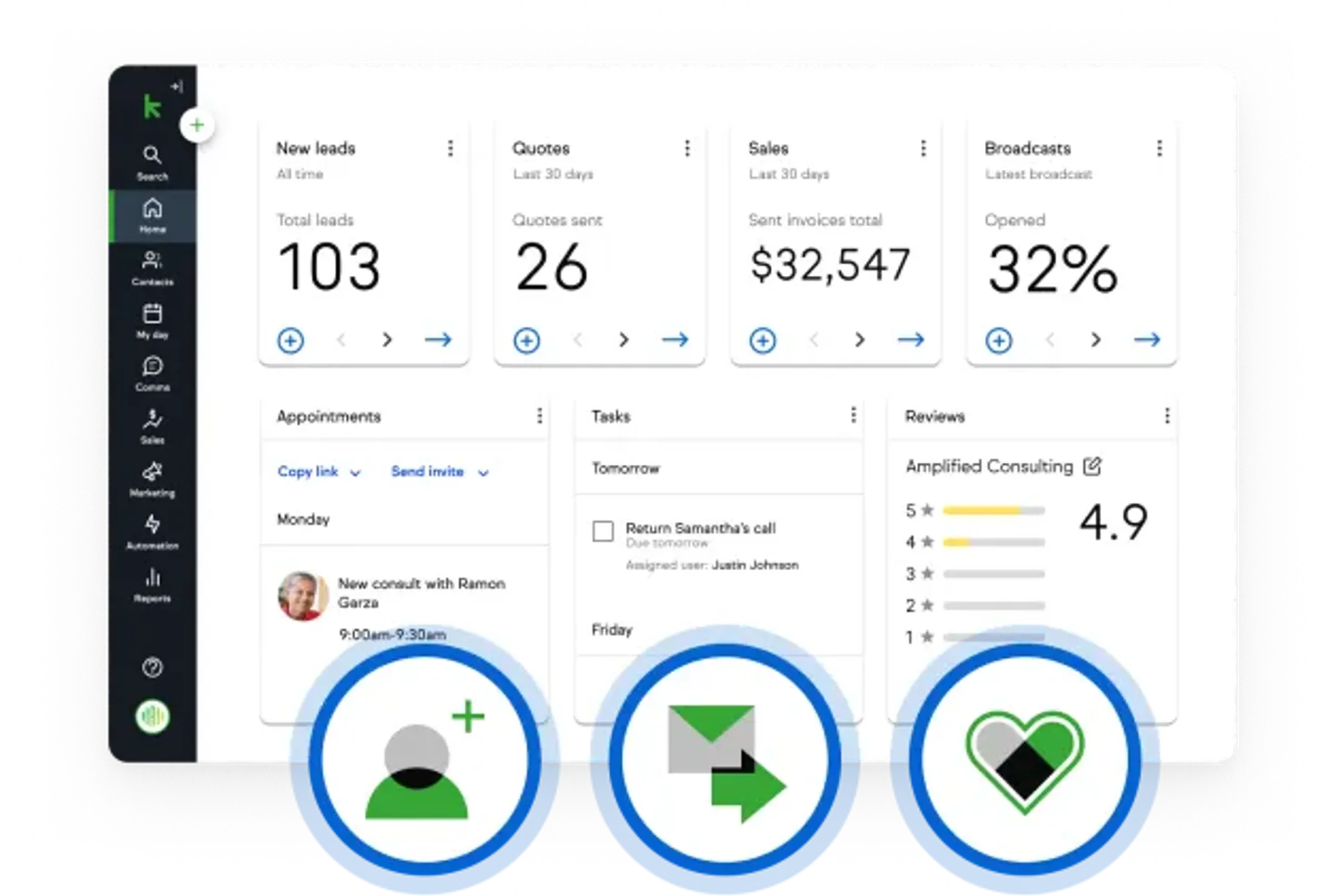 Keap screenshot - 10 software de CRM B2B para 2026