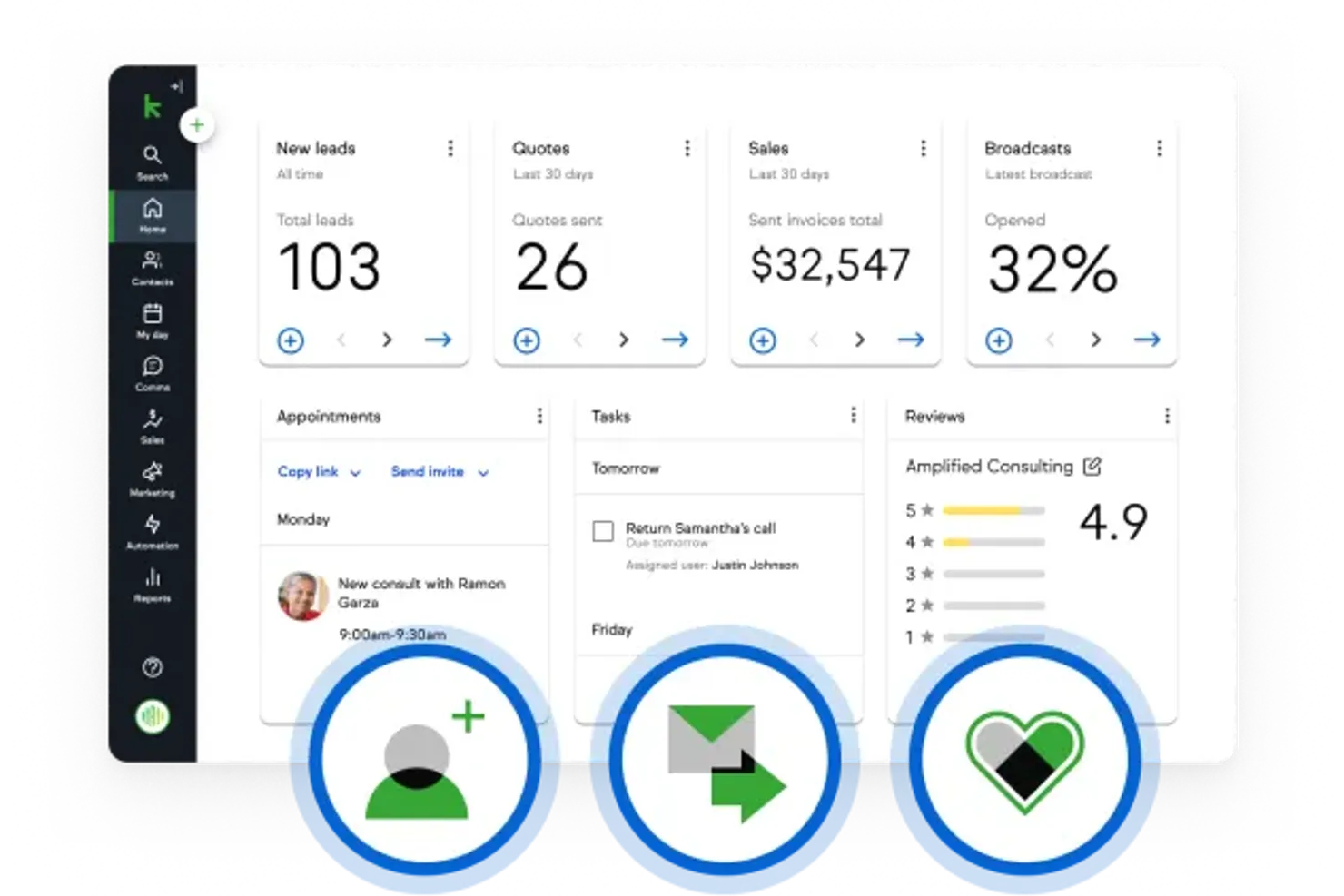 Keap screenshot - 10 software CRM B2B per 2026