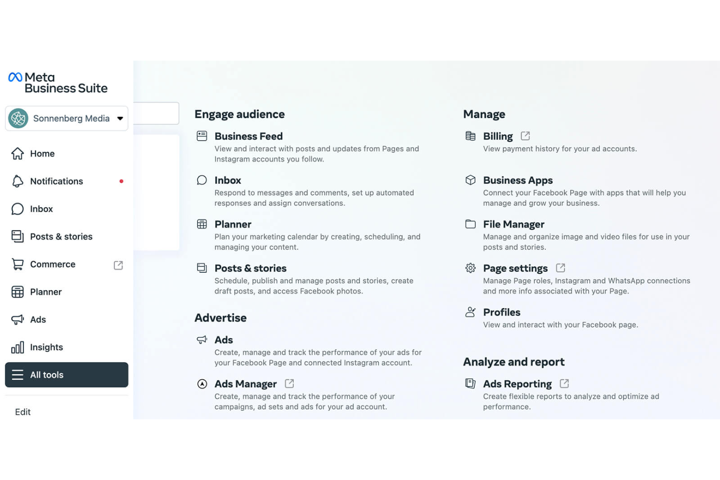 Meta Business Suite screenshot - 10 Strumenti di Analisi Instagram nel 2026