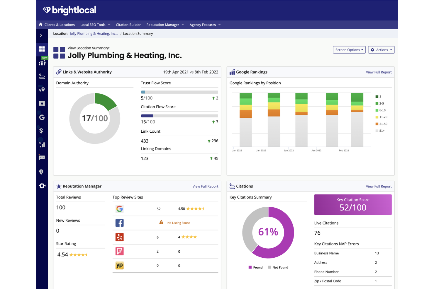 BrightLocal screenshot - 10 mejores herramientas de SEO local en 2026