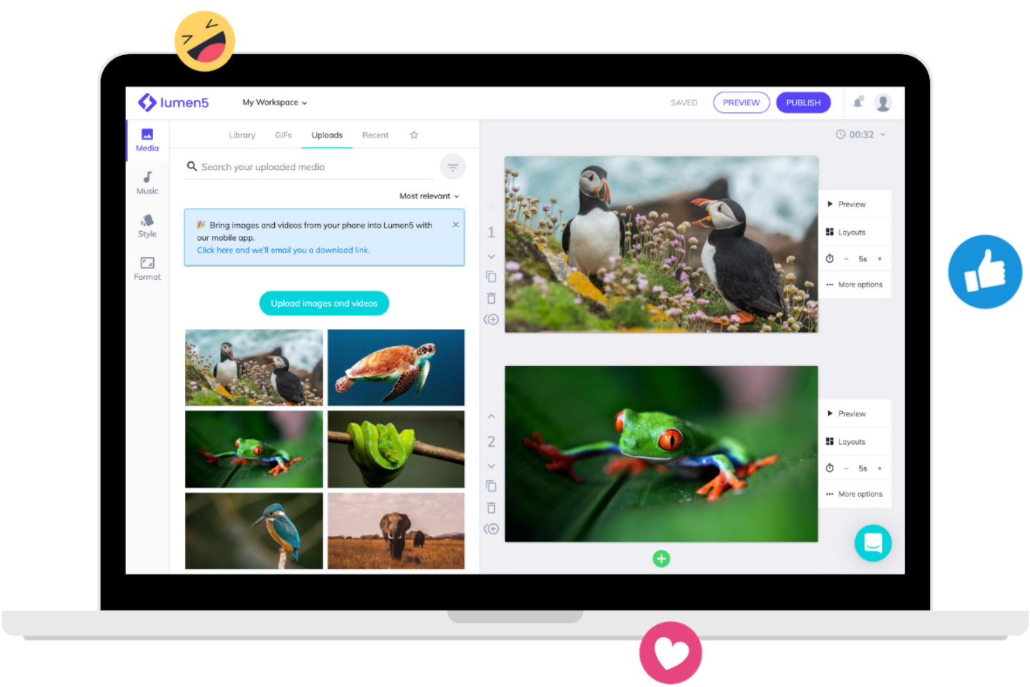 Lumen5 screenshot - 10 Migliori Strumenti AI Gratuiti per la Creazione di Contenuti nel 2026