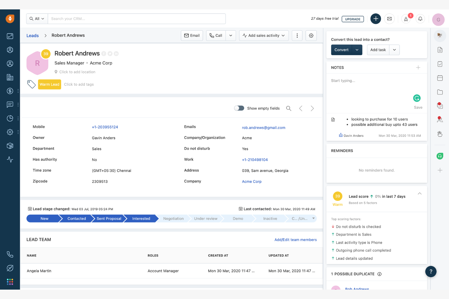 Freshsales screenshot - 14 alternativas a monday CRM para 2026