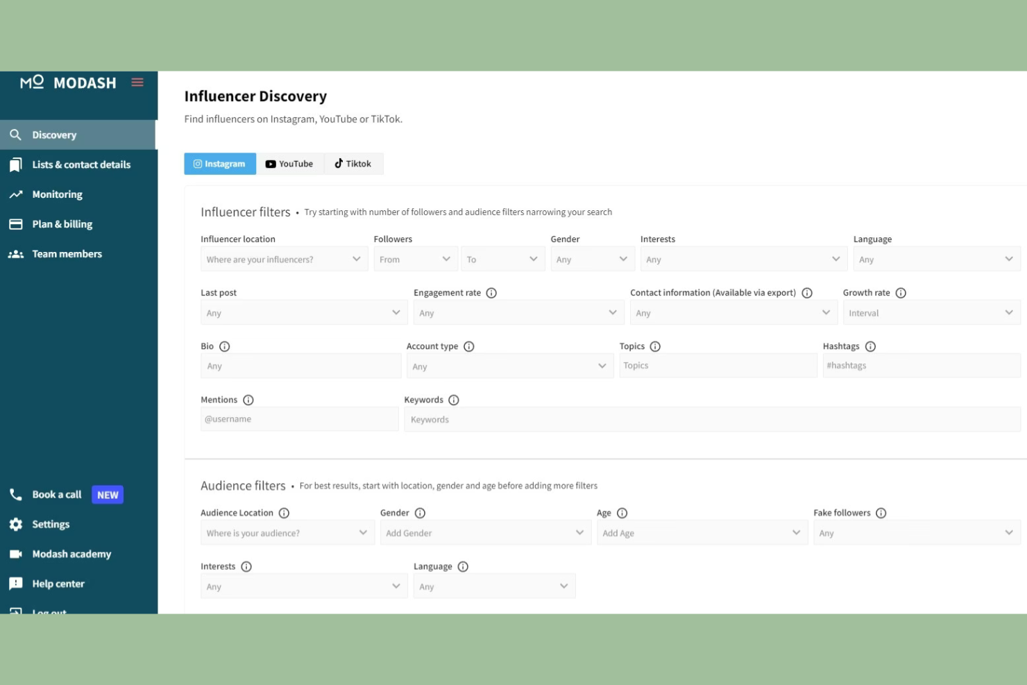 Modash screenshot - Las 10 mejores plataformas de marketing de influencers con IA en 2026