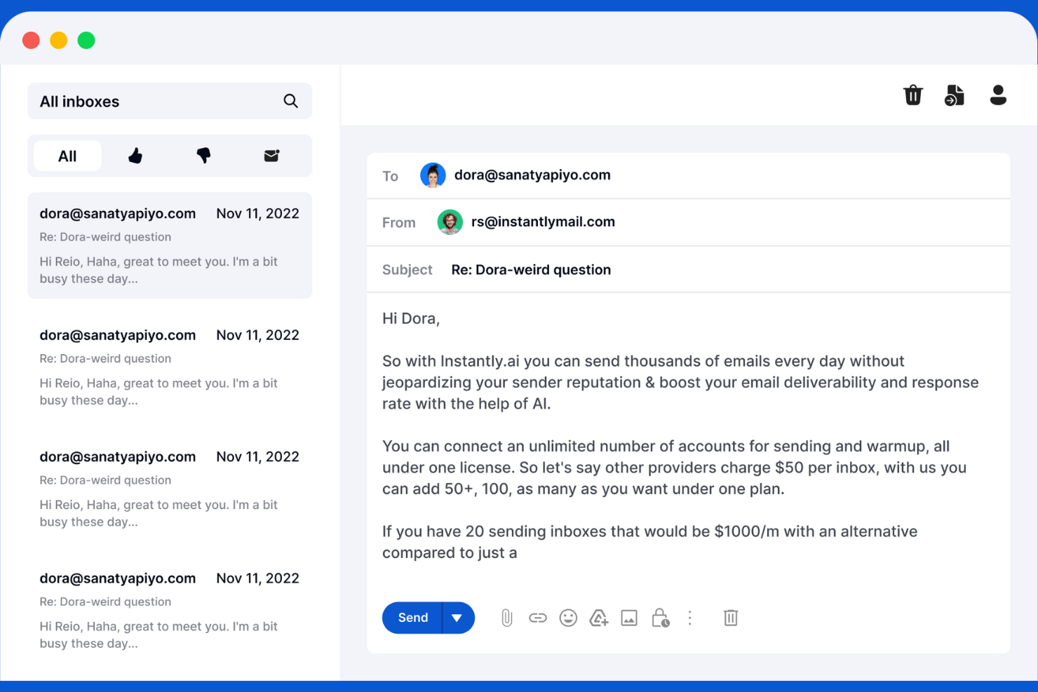 Instantly screenshot - 10 Migliori strumenti per la generazione di lead recensiti nel 2026