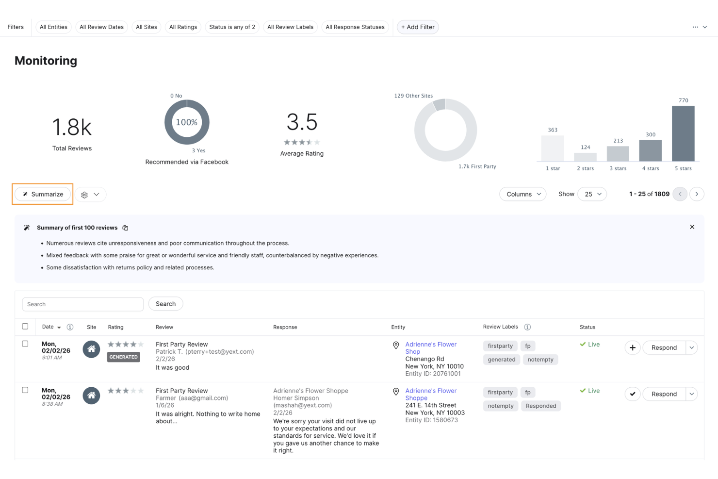Yext screenshot - 10 migliori strumenti SEO locali nel 2026