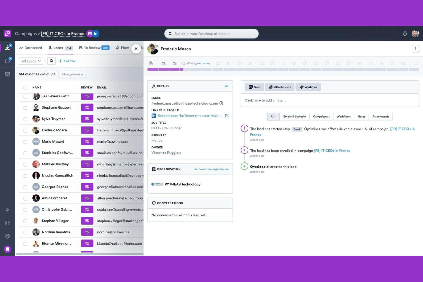 Overloop screenshot - 10 Mejores Herramientas de Generación de Leads Revisadas en 2026