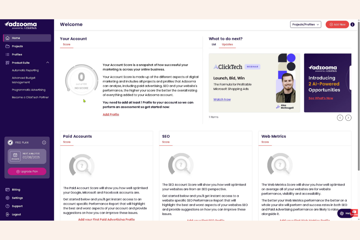 Adzooma screenshot - 10 Strumenti PPC per 2026