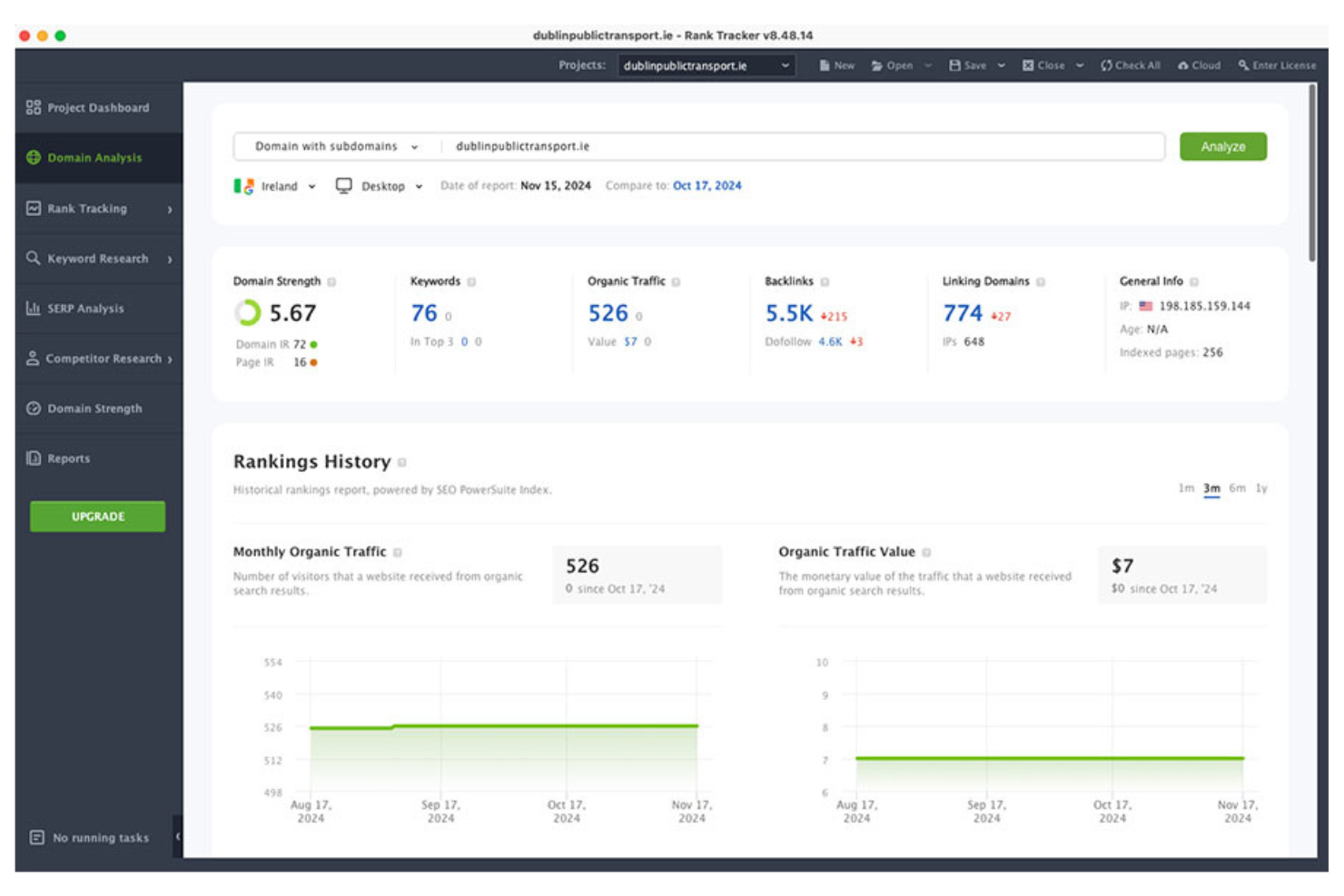 SEO PowerSuite screenshot - 10 Mejores Herramientas de Análisis Competitivo SEO para 2026