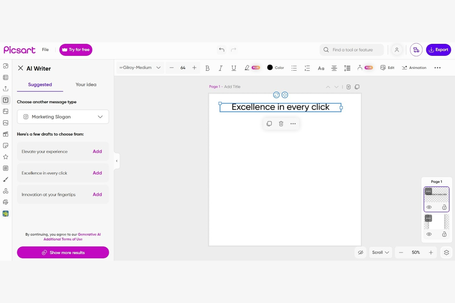 Picsart screenshot - 10 Migliori Software di Scrittura AI Gratuiti Recensiti nel 2026