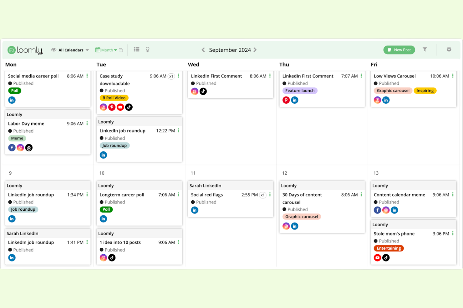 Loomly screenshot - I 10 migliori strumenti Instagram per il 2026
