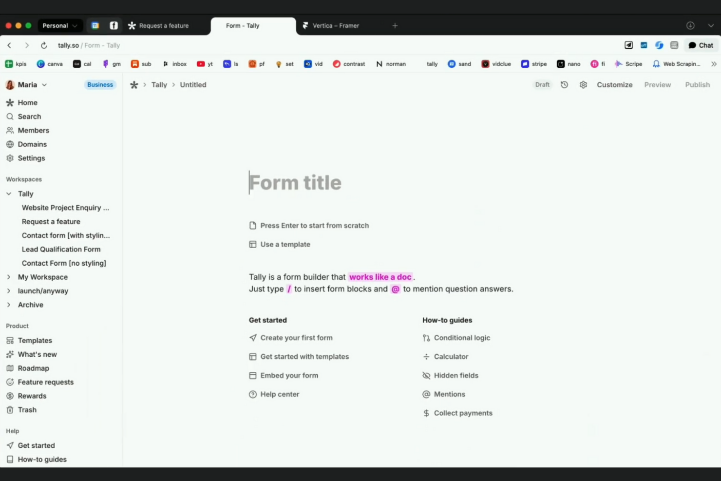 Tally screenshot - 10 alternative a Typeform per 2026