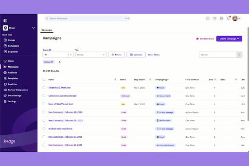 Braze screenshot - 3 mejores herramientas de automatización de marketing con IA analizadas en 2026