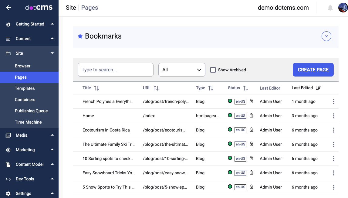dotCMS screenshot - 10 migliori piattaforme di gestione dei contenuti AI nel 2026