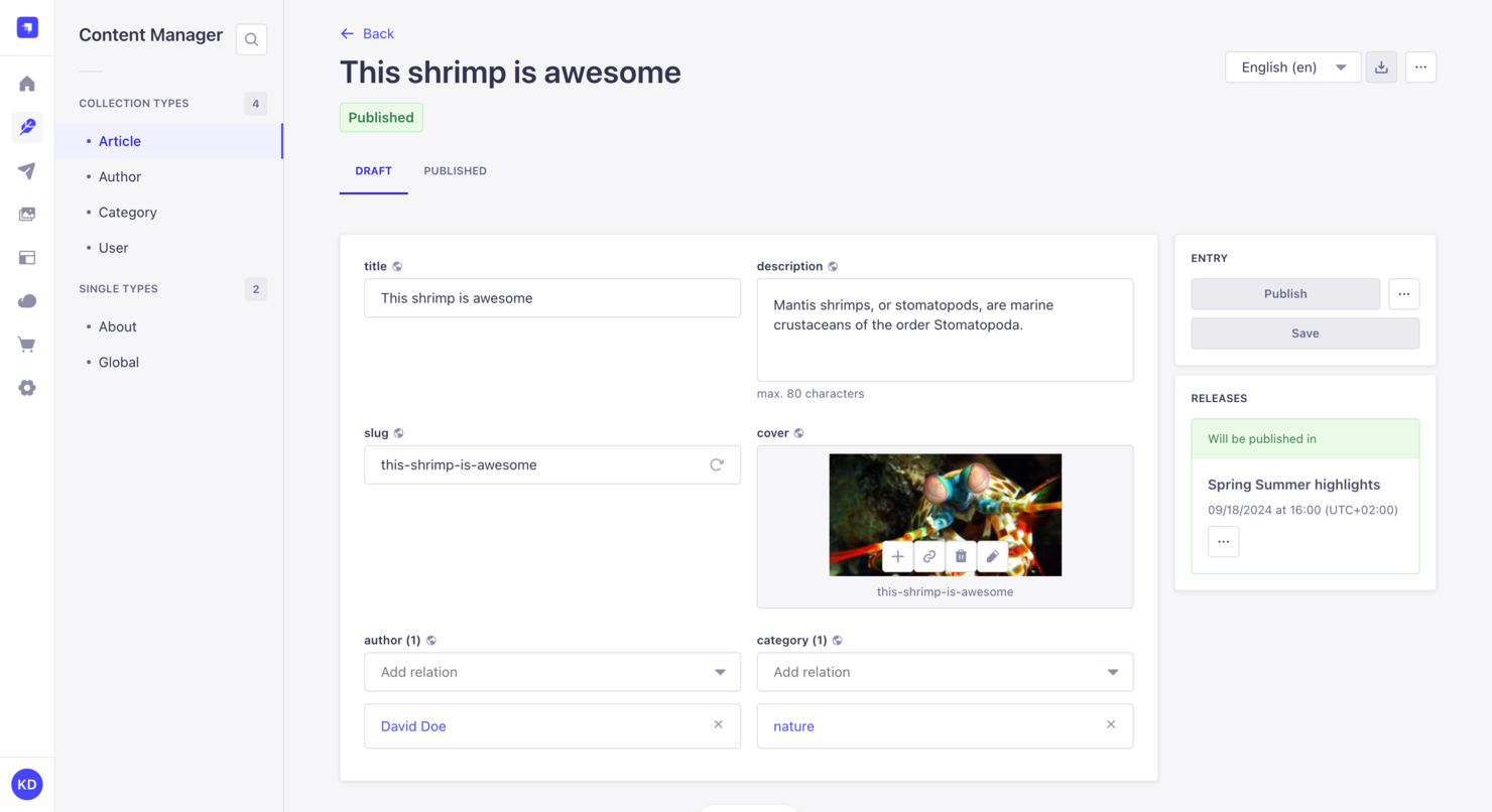 Strapi screenshot - 10 migliori piattaforme di gestione dei contenuti AI nel 2026