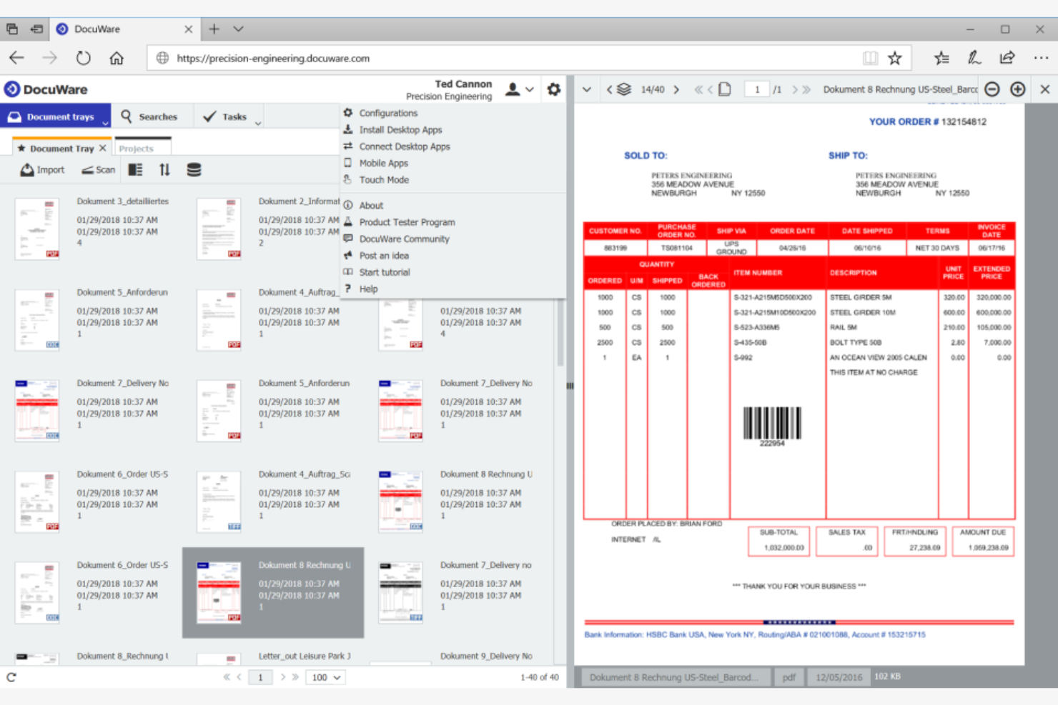 DocuWare screenshot - 10 Sistemas de Gestión de Contenidos Empresariales Seleccionados para 2026