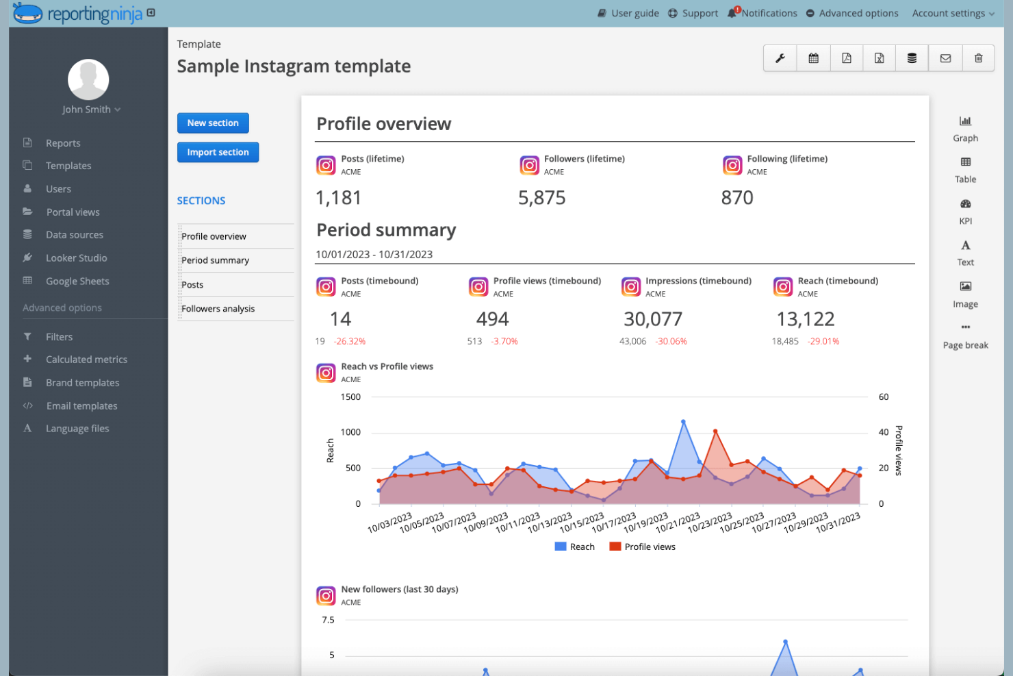 Reporting Ninja screenshot - 10 Strumenti di Reportistica per Instagram da Usare nel 2026