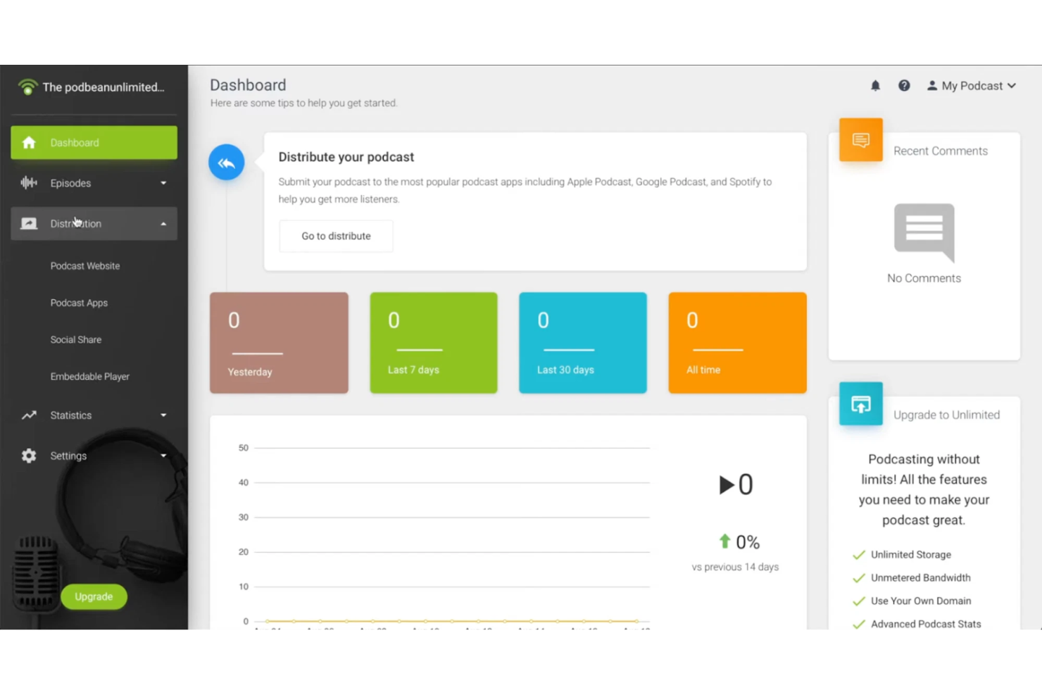 Podbean screenshot - 10 migliori piattaforme per ospitare trasmissioni audio per il 2026
