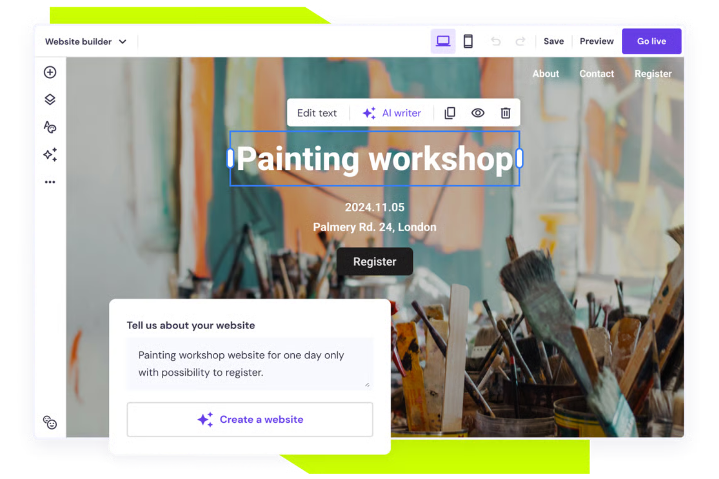 Hostinger Website Builder screenshot - 10 migliori generatori di landing page AI per 2026