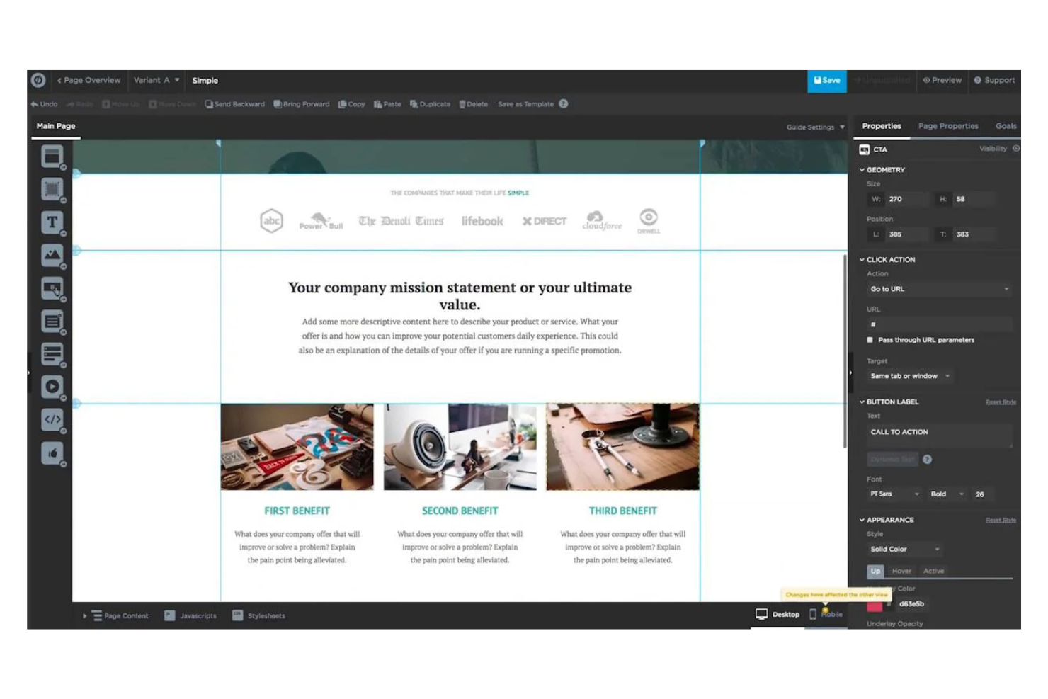 Unbounce screenshot - 10 Mejores Creadores de Páginas de Aterrizaje para 2026