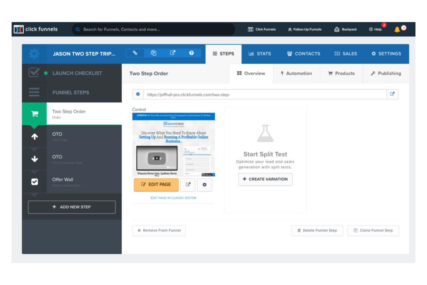 ClickFunnels screenshot - 10 Migliori costruttori di pagine di atterraggio per 2026