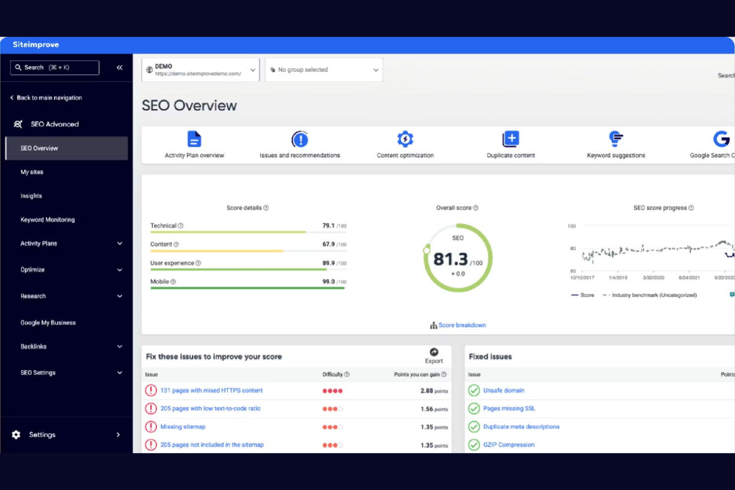 Siteimprove screenshot - I 10 migliori strumenti SEO aziendali scelti per il 2026 con funzionalità e vantaggi principali