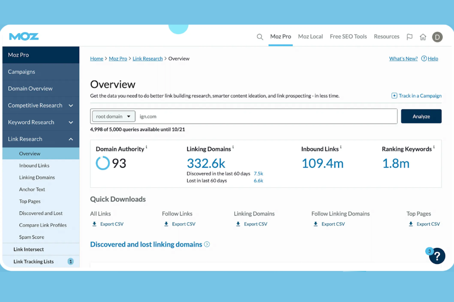 Moz Pro screenshot - Las 10 mejores herramientas SEO empresariales seleccionadas para 2026 con principales características y beneficios