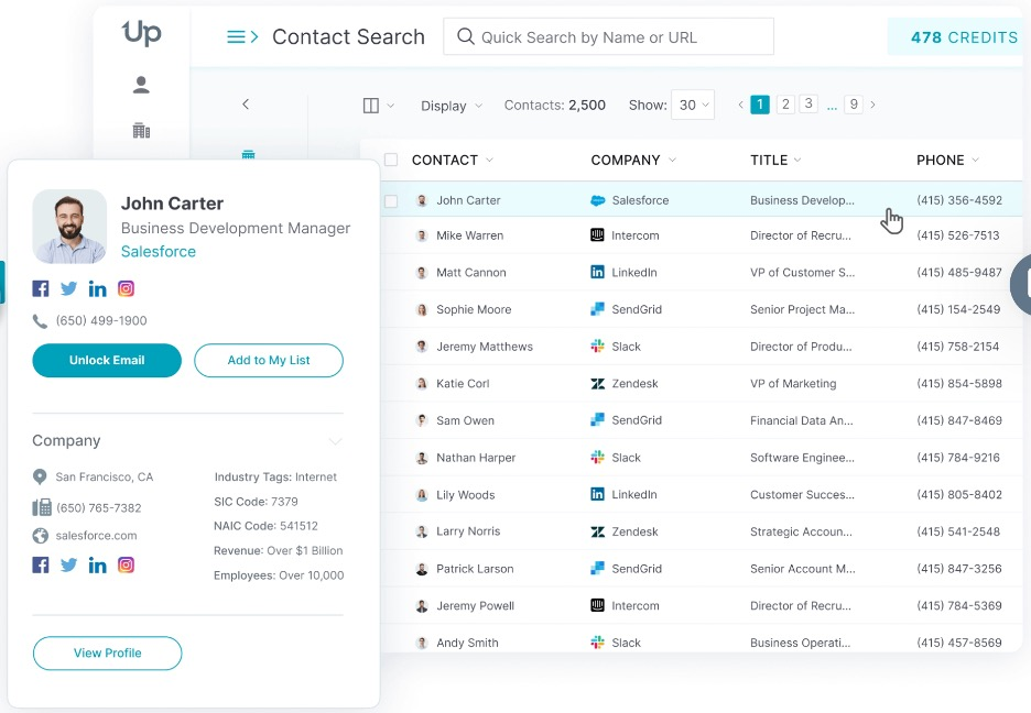UpLead screenshot - 10 Migliori Software di Generazione Lead con IA Recensiti nel 2026
