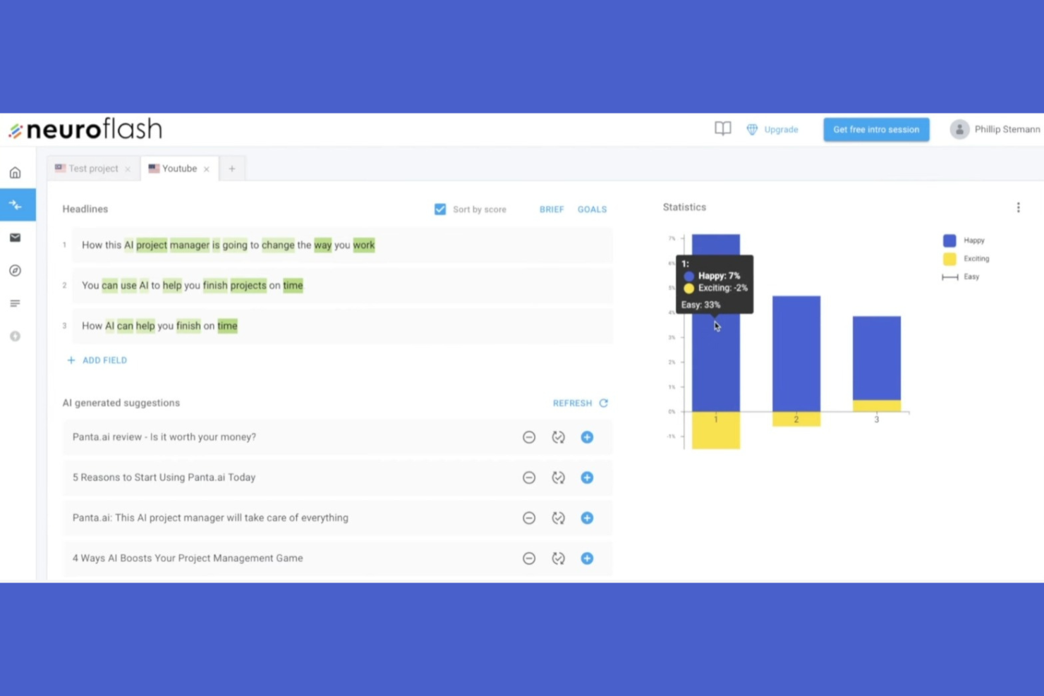 neuroflash screenshot - 1 Mejores Alternativas a Blaze AI Clasificadas para 2026