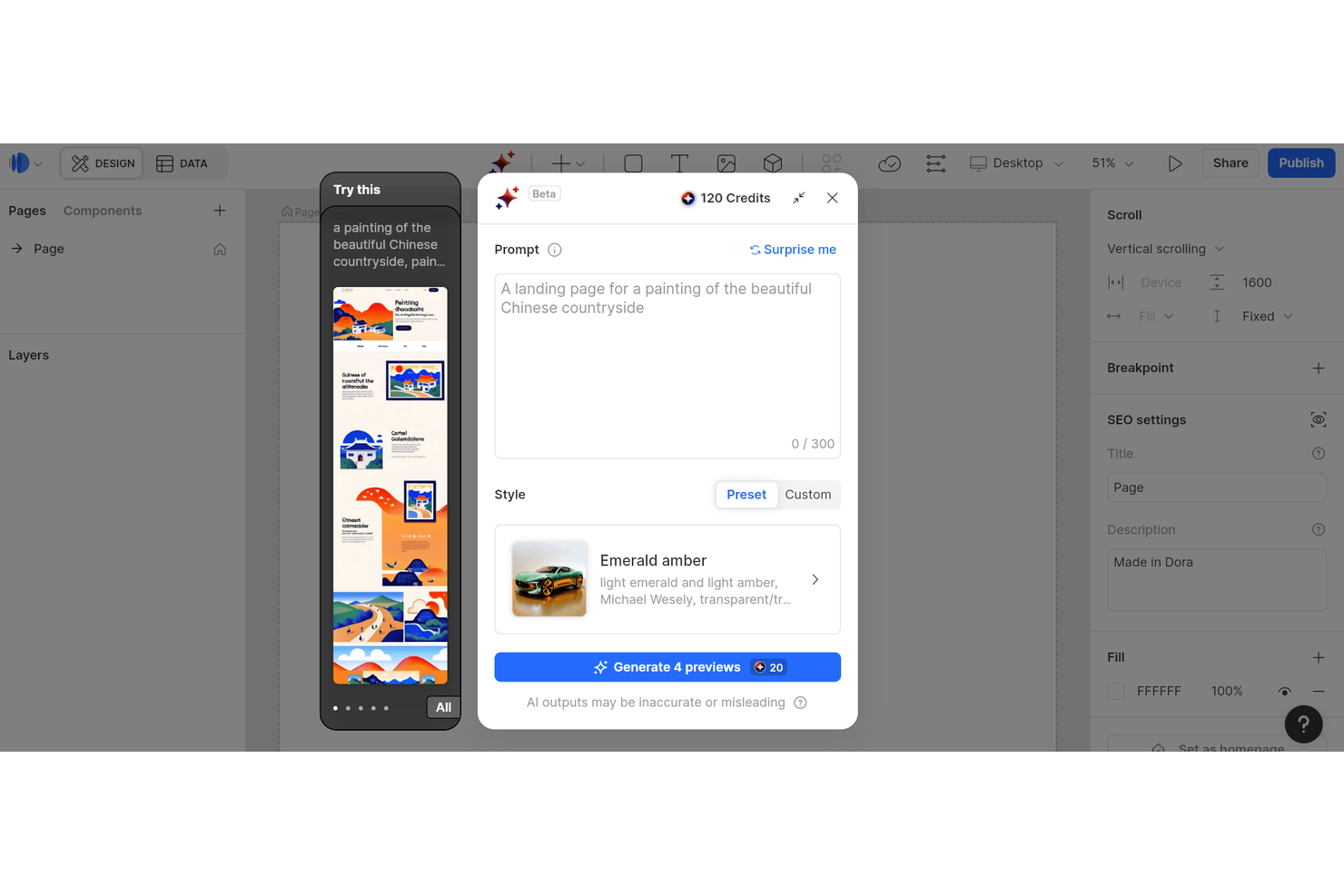 Dora screenshot - 10 mejores alternativas a Webflow seleccionadas para 2026