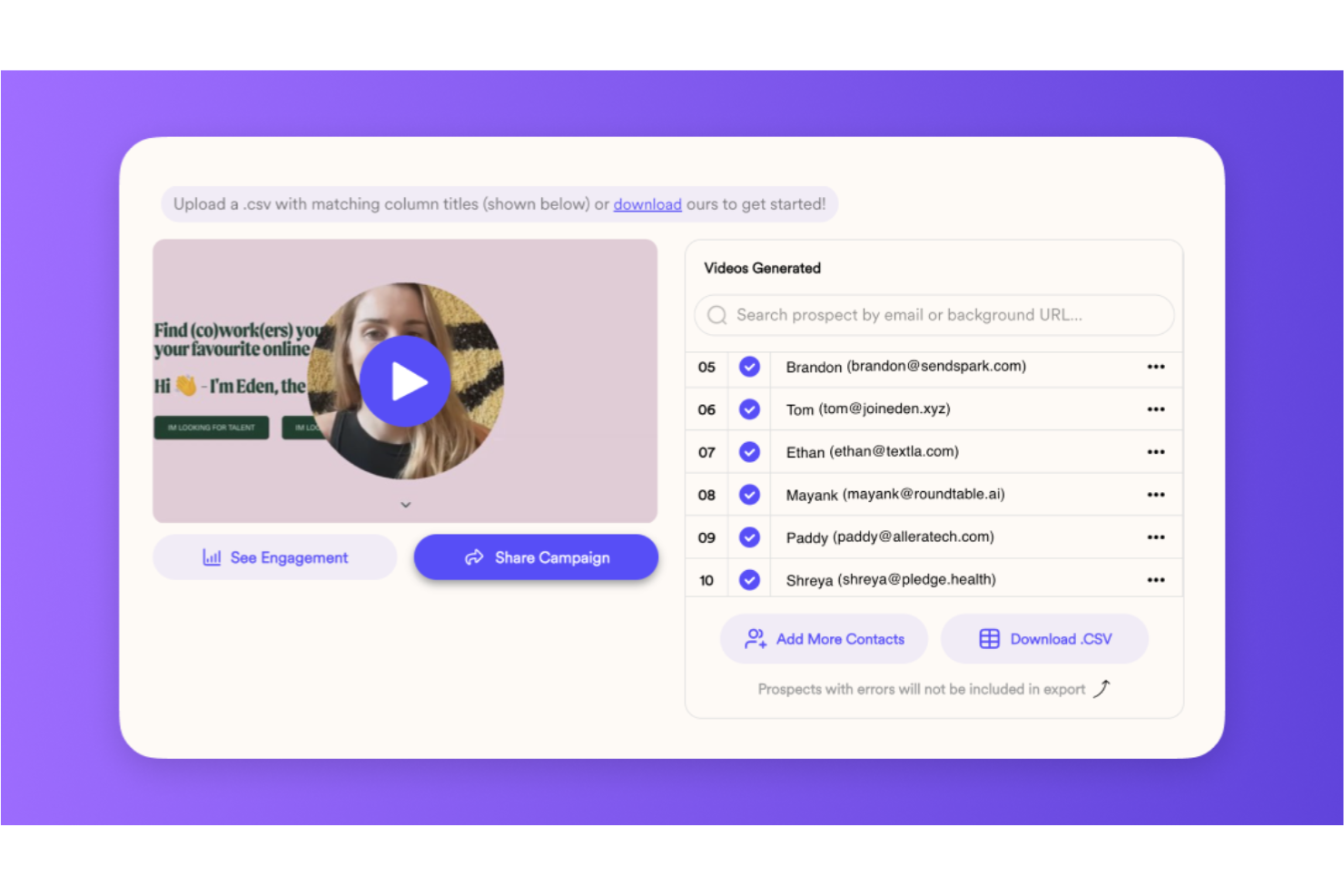 Sendspark screenshot - 10 alternative a Loom selezionate per 2026