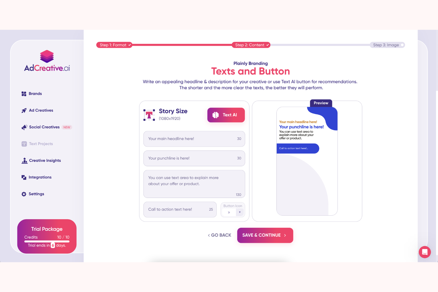AdCreative.ai screenshot - 10 Mejores Herramientas de IA para Anuncios de Facebook Analizadas en 2026