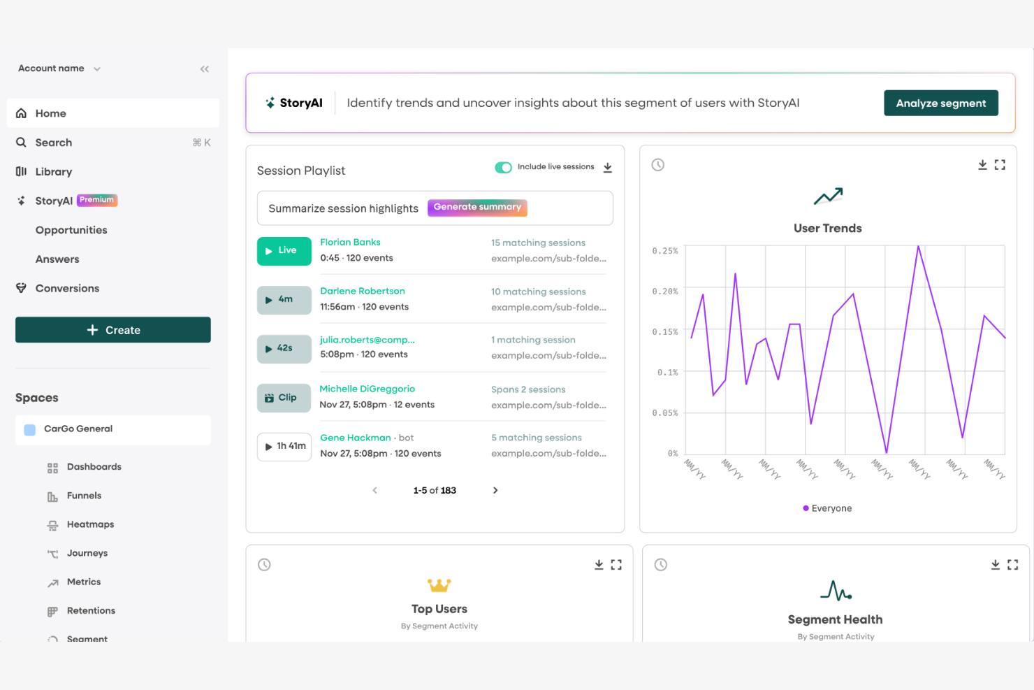 Fullstory screenshot - 10 Migliori Alternative a Hotjar Recensite nel 2026