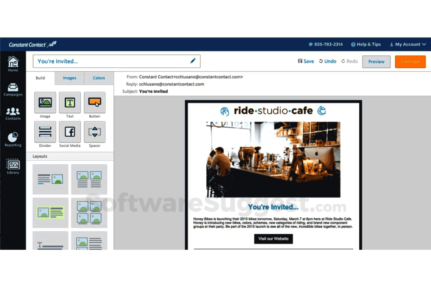 Constant Contact screenshot - 10 migliori alternative ad AWeber recensite nel 2026
