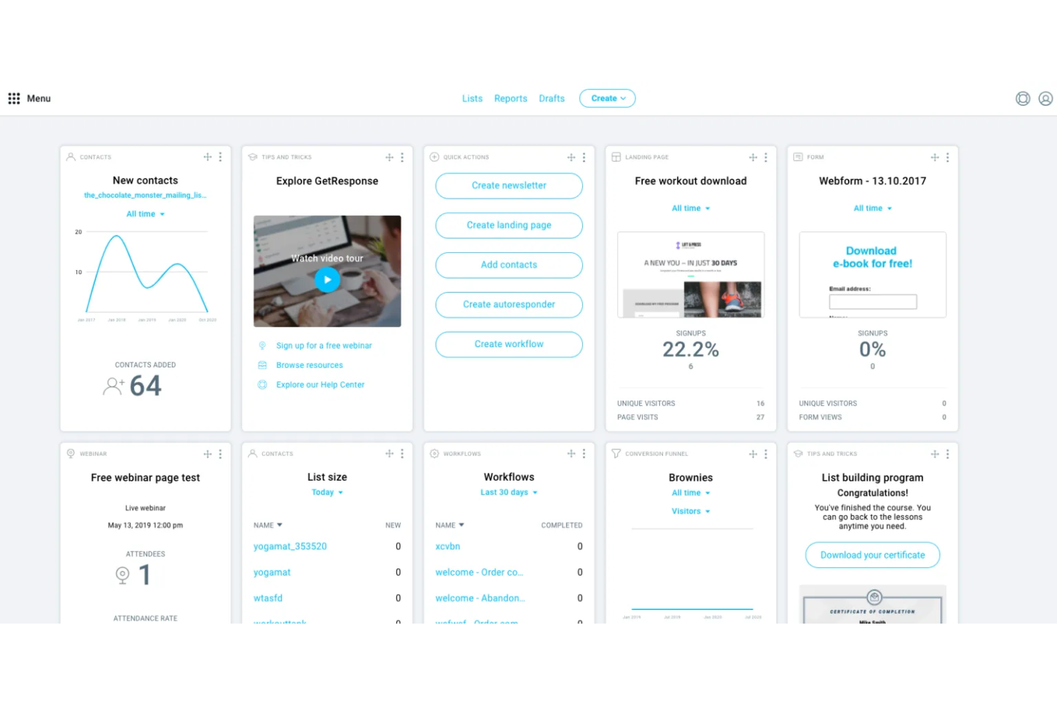 GetResponse screenshot - 10 migliori alternative ad AWeber recensite nel 2026